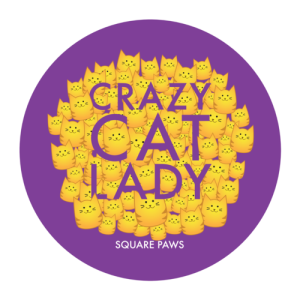 Crazy Cat Lady magnet in purple